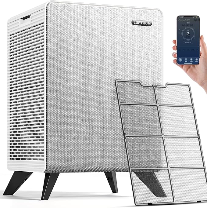 Air Purifiers for Home Large Room Up to 2550 ft² with WIFI - Remove 99% of Smoke Allergies Pet Dander Odor - Dual 3-Stage Filter of Washable and True HEPA Filter with AQI, Sleep, Auto Mode