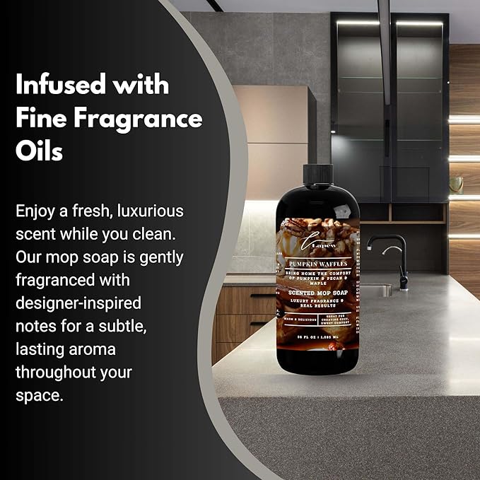 Luxury Floor Cleaner, Scented Mop Soap Concentrate | Hard Floor Cleaner for Tile, Vinyl, Laminate, LVP & Sealed Hardwood | Low-Foam, Streak-Free | 36 oz | Pumpkin Waffles