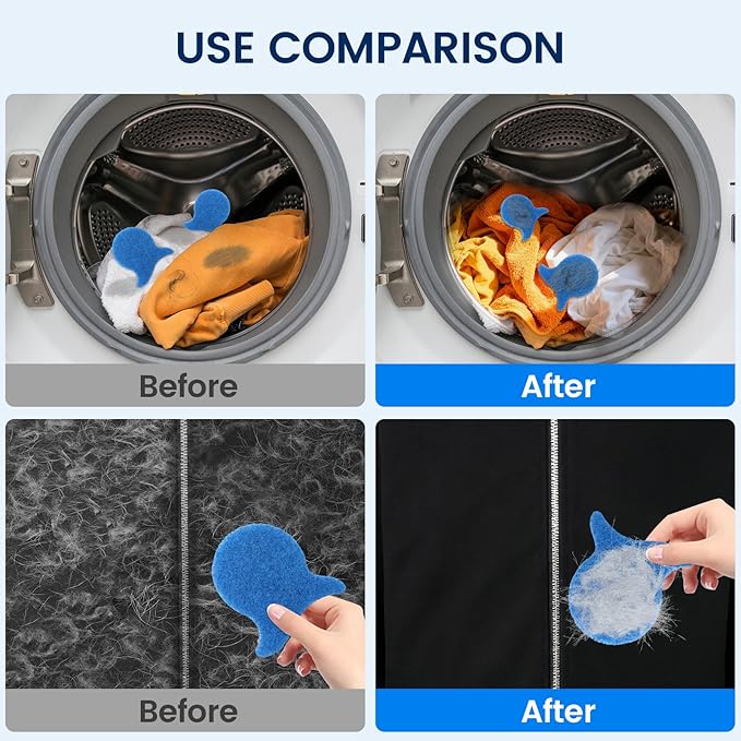 6 PCS Pet Hair Remover for Laundry, Reusable Dog & Cat Fur Catcher Tool, Effectively Removes Pet Hair, Lint and Dander from Bedding and Clothing, Suitable for Washing Machines, Dryer