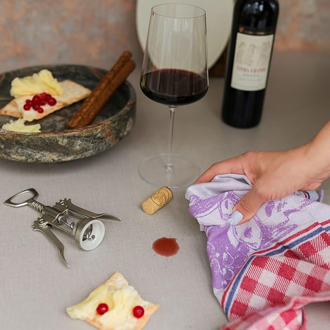 sea me at home 100% Cotton French Jacquard Kitchen Tea Towel Set of 4 - Italian & French Gourmet Kitchen Towels (Gourmet Moments)