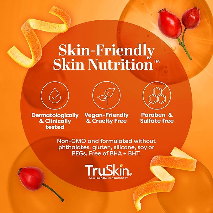 TruSkin Vitamin C Face Wash Cleanser - Brightening Facial Cleanser with Vitamins C & E, Rosehip Oil, Aloe Vera & MSM - Gently Cleanses, Refreshes & Supports Radiant Skin - 5 fl oz