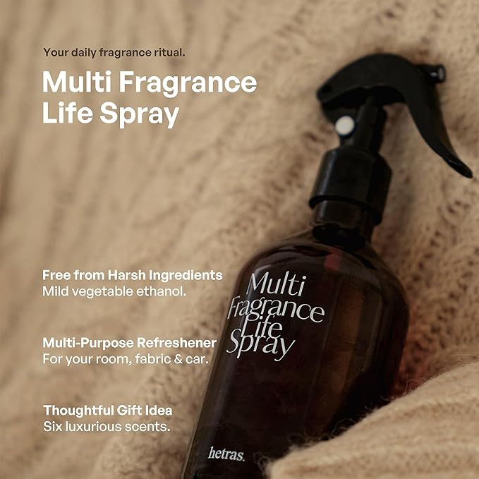hetras Multi Fragrance Life Spray 10.14 fl oz x 2 Pack | Grapefruit Scent | Non-Aerosol Odor Freshener Room Mist for Room, Closet, Fabric | Infused with Essential Oils