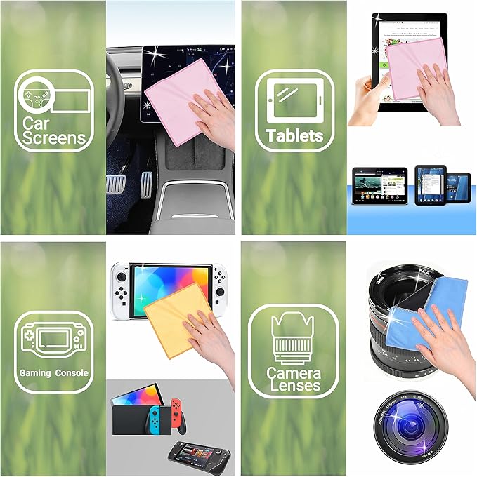 Eco-Fused Microfiber Cleaning Cloths Double-Sided - 5 Pack - 6.6 x 6.2 inch - Microfiber and Suede Cloth for Smartphones