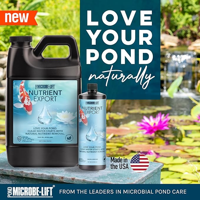 MICROBE-LIFT Nutrient Export Pond Water Clarifier, Natural Nutrient Remover to Combat Cloudy Water and Maintain Balance, 32 Fl Oz