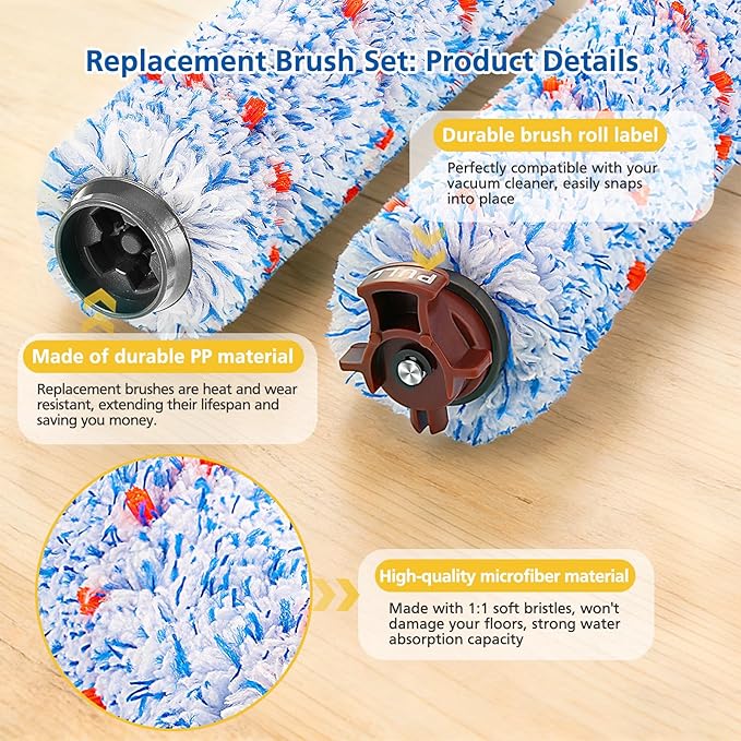 JORAIR Replacements Compatible with Bissell CrossWave, 3 Multi-Surface Brush Roll 1868 + 3 Vacuum Filter 1866 Vacuum Filter, Compare to Part 1608683, 160-8683, 1608684