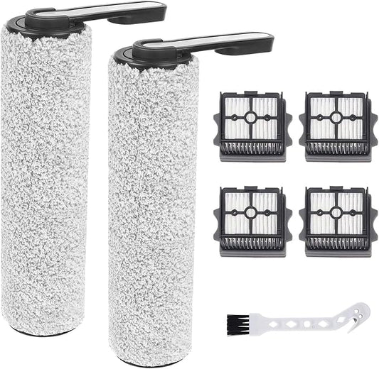 Roller Brush and Filters Replacement Parts for Tineco Floor One S5 Combo/S5 Combo Power Kit Cordless Wet Dry Vacuum Cleaner- 2 Roller Brushes + 4 HEPA Filters + 1 Cleaning Brush (7 Pcs)