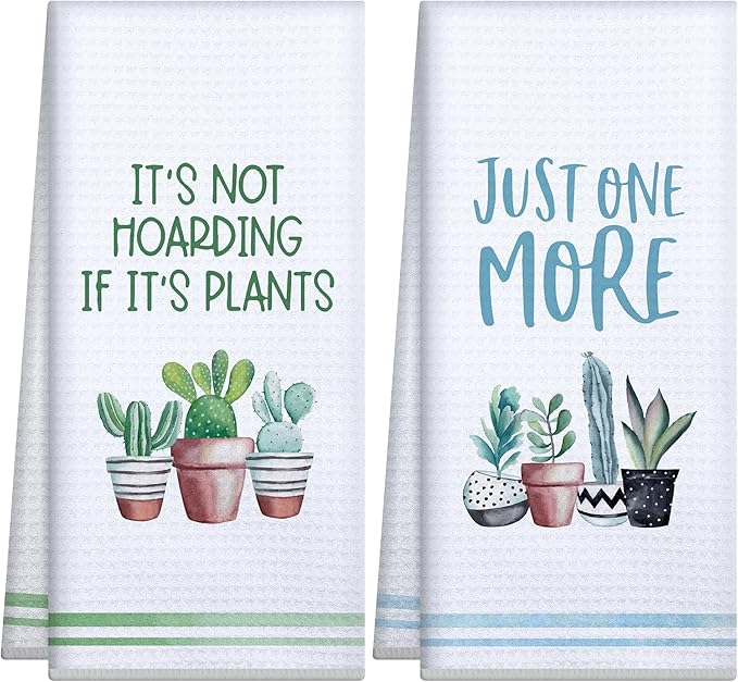 Gifts for Plant Lovers,Plant Lady Mom Gifts,Plant Gifts for Women Gardener Teacher,Funny Best Friend Birthday Gifts,Gardening Gifts,Kitchen Hand Towels Dishcloths Set,Cute Kitchen Decor,New Home Gifts