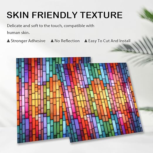 Nuxovilar Peel and Stick Vinyl Floor Tiles - 11.8"x11.8" Vibrant Stained - Glass Pattern, 10 - Pack Self - Adhesive Flooring for Easy Makeover
