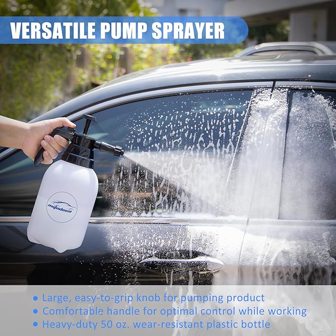 AUTODECO 23Pcs Car Detailing Kit Wash Cleaning Kits with Pump Foam Sprayer Wash Brush Large Wash Mitt Towels Complete Interior Exterior Car Detailing Supply Set Blue