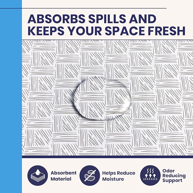 Self Adhesive Shelf Liner (2-Pack, 19.5in x 6ft) — Absorbent Felt Cabinet Liner for Shelves & Kitchen Drawers, Soft Glide Surface with Adjustable, Residue-Free Adhesive (Crosshatch)