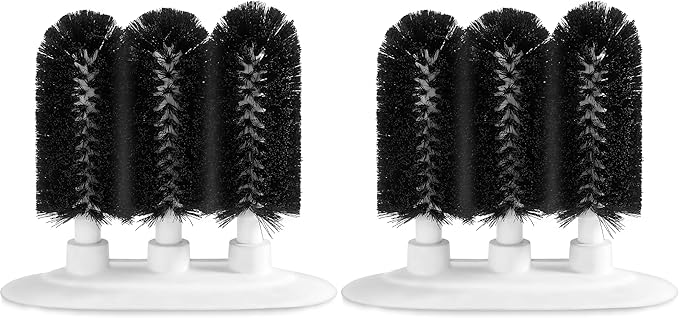 New Star Foodservice 54484 Triple Brush Bar Glass Washer - 3 Brushes - Suction Base, Non-Battery (Pack of 2)