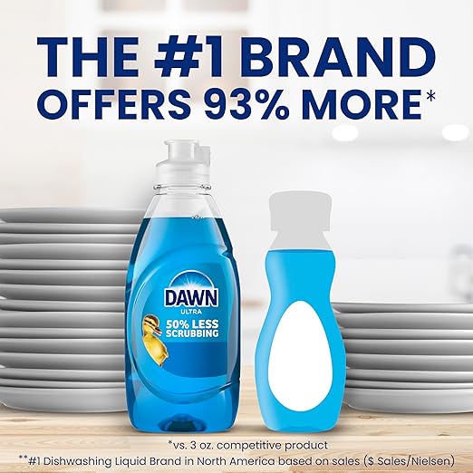 Dawn Ultra Dish Soap, Bulk Dishwashing Liquid Detergent, Grease Removal, Original Scent, 5.8 oz (Case of 24)
