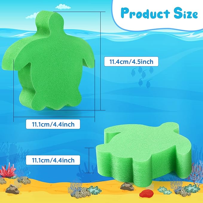 Patelai 40 Pcs Hot Tub Sponge Spa Cleaning Sponges for Hot Tub Oil Absorbing Cleaning Scum for Spa, Bathtub and Swimming Pool to Soak up Oils Bathtub Accessories(Green Turtle Style)