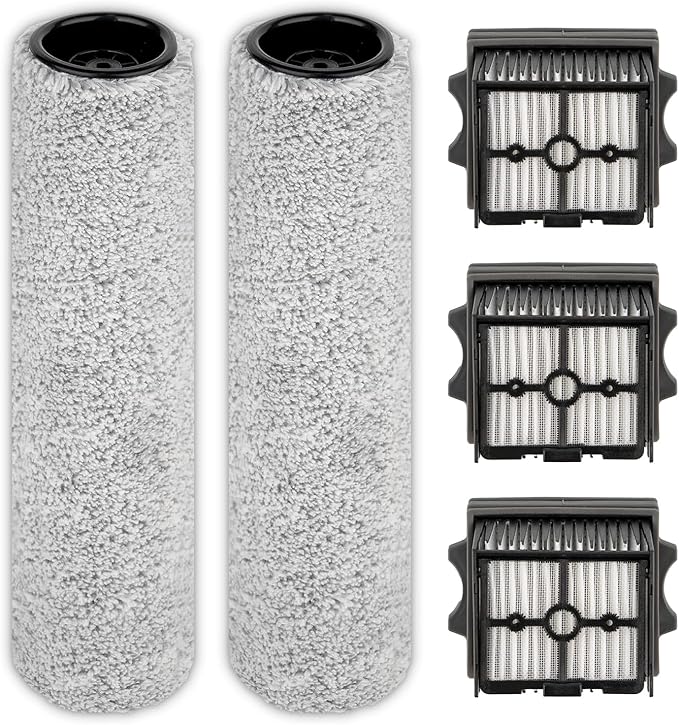 (5 Pack) Floor One S9 Artist Pro Brush Rollers and HEPA Filters Compatible with Tineco Floor One S9 Artist Pro Wet Dry Vacuum Cleaner (Excluding Handle), 2 Brush Rollers, 3 HEPA Filters