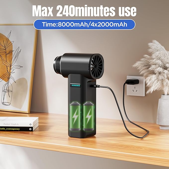 air Duster,Compressed Air Duster,800000RPM Super Power Mini Blower, 3-Gear Electric Air Duster with USB Fast Charging(Black)