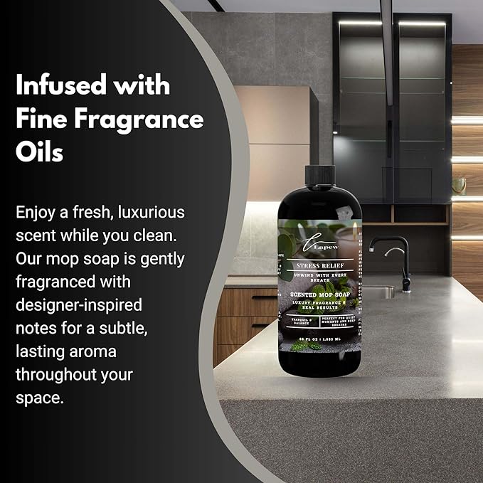 Luxury Floor Cleaner, Scented Mop Soap Concentrate | Hard Floor Cleaner for Tile, Vinyl, Laminate, LVP & Sealed Hardwood | Low-Foam, Streak-Free | 36 oz | Stress Relief