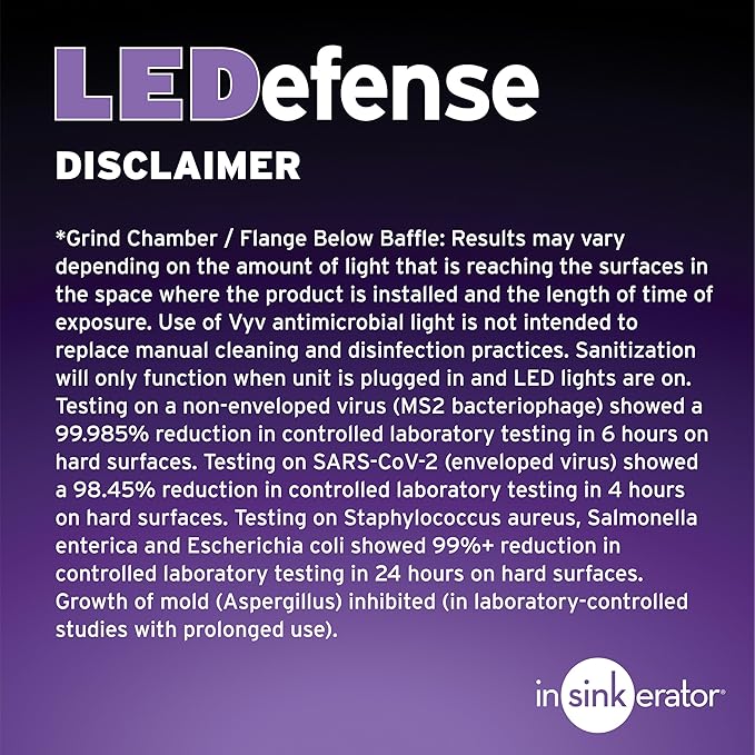 INSINKERATOR LEDefense Garbage Disposal Flange, Antimicrobial LED Accessory for INSINKERATOR Garbage Disposals, FLG-SS-LED