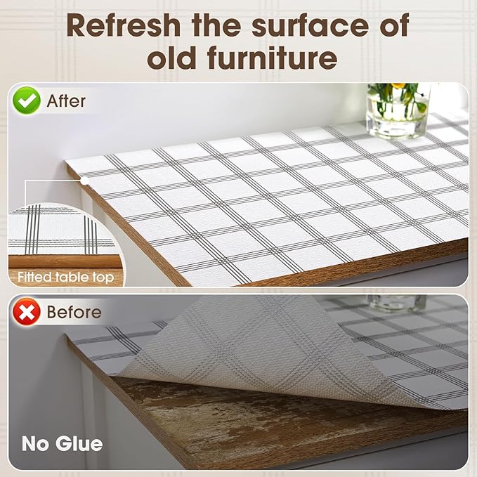 Drawer and Shelf Liner, Non-Slip Kitchen Cabinet Liners Non-Adhesive Thick Strong Grip Waterproof Washable Mats Protect Dresser Shelves Cupboard Bathroom Cabinets, White Stripes, 18IN X 20FT