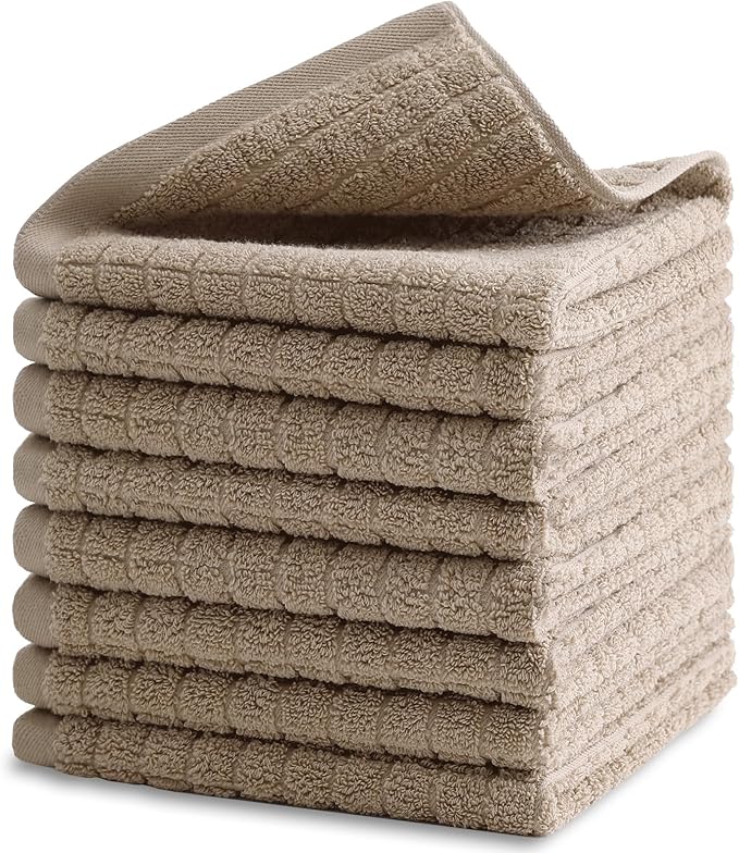 100% Cotton Kitchen Dish Cloths Set (8 Pack) – 13 x 13 Inches Ultra Soft Absorbent Dish Towels for Washing Dishes Scrubbing Dish Cloths Sets