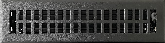 Empire Register Co, Steel Floor Register - 2x12 inch, Modern Contemporary Design, Textured Black Finish, Heavy Duty Walkable Steel Floor Vents, Metal Damper Attached Air Vents for Home Floors only
