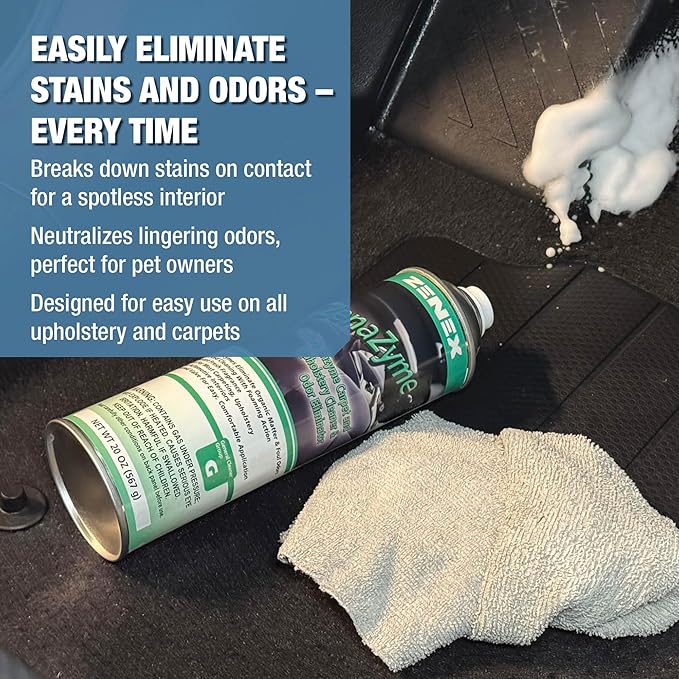 Zenex ZenaZyme Active Enzyme Carpet & Upholstery Cleaner - Professional-grade Stain Remover | Deep Foaming Formula for Carpets, Upholstery, & Interiors | Fresh Scent | 20 oz (2 Pack)