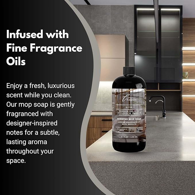 Luxury Floor Cleaner, Scented Mop Soap Concentrate | Hard Floor Cleaner for Tile, Vinyl, Laminate, LVP & Sealed Hardwood | Low-Foam, Streak-Free | 36 oz | Luxe