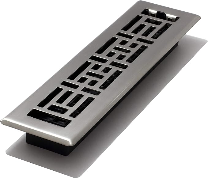 Decor Grates AJH212-NKL 2-Inch by 12-Inch Oriental Floor Register, Brushed Nickel