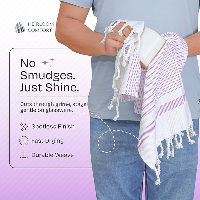 Multi Color Kitchen Towels 16x26 Inch, 3 Pack, 100% Cotton, Ultra Absorbent, Fast Dry, Machine Washable, Drying Dishes, Cleaning, Everyday Use - Lemon Yellow, Pink, Lavender