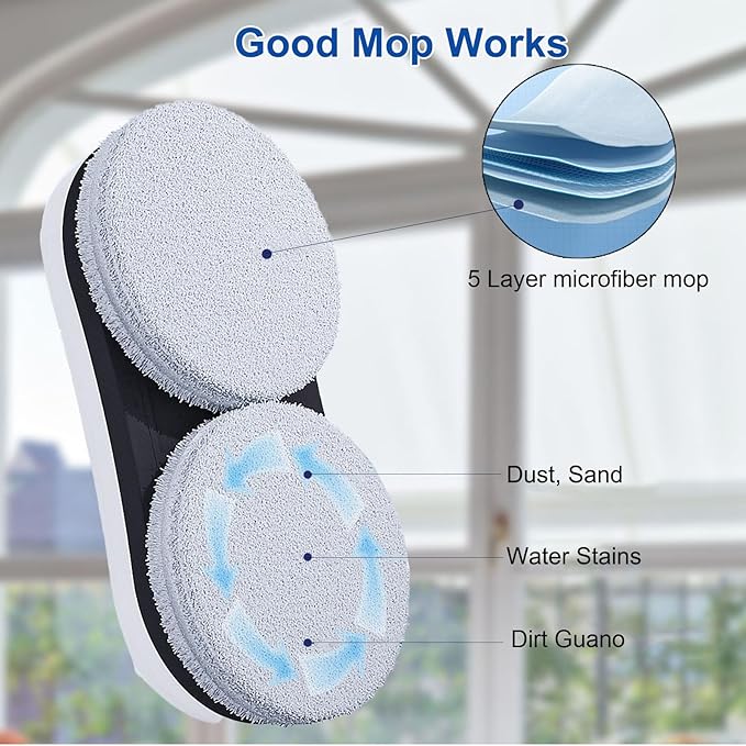 Window Cleaner Robot, 5600Pa Strong Suction Window Automatic Cleaning Robot, Smart Path Planning, Powerful Dual Spinning Mop, Remote Control, Dual Safety Protection for Effortless Cleaning