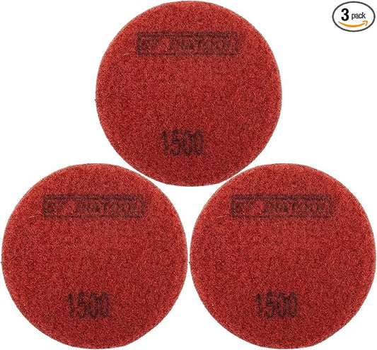DT-DIATOOL 3 Inch Diamond Polishing Pads, 3pcs #1500 Wet Polishing Hook and Loop Pads for Concrete Countertop
