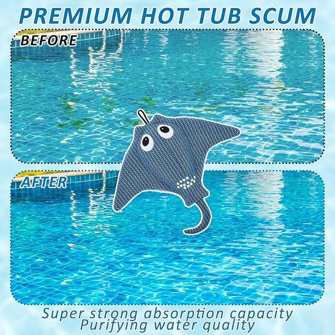 Hot Tub Scum Absorber with 100 Test Strips, 2025 Upgrade Reusable Scum Devilfish Hot Tub Absorber Accessories Hot Tub Sponge for Spa & Pool Cleaner, Hot Tub Oil Absorbing Keeps Water Clean