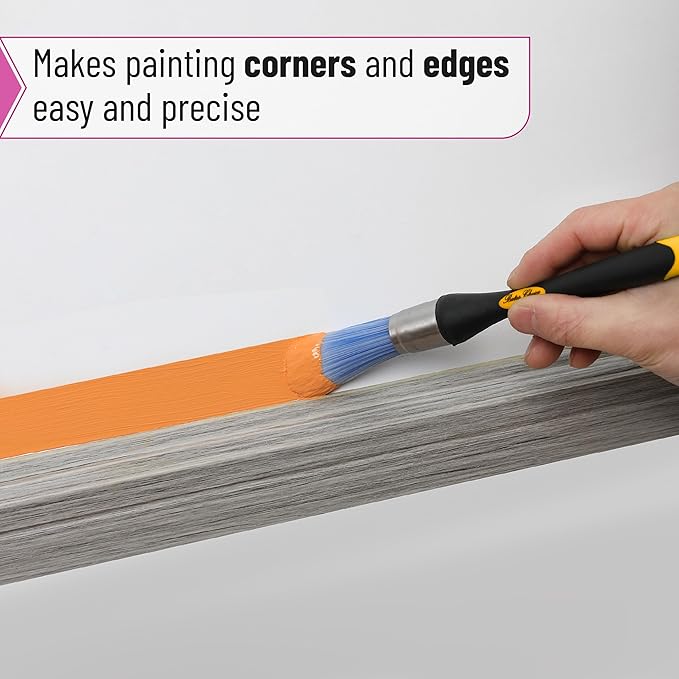 Bates- Trim Paint Brush, 2 pcs, 0.75 Inch, Black & Orange Ergonomic Non-Slip Handle, Synthetic Bristles, Trim Brushes for Painting