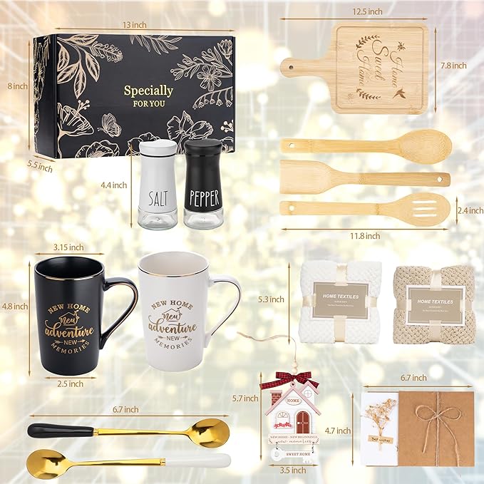 House Warming Gifts, House Warming Gift New Home, Closing Gifts for Homebuyers, New Home Gift Basket for Women Men Couples Newlywed Friends, 12 Pcs