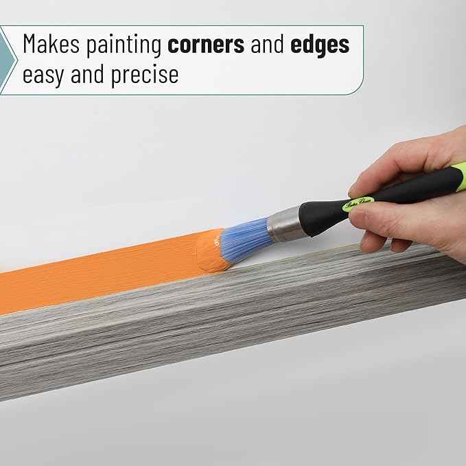 Bates- Trim Paint Brush, 0.75 Inch, Ergonomic Non-Slip Handle, Synthetic Bristles, Trim Brushes for Painting, Black & Lime Green