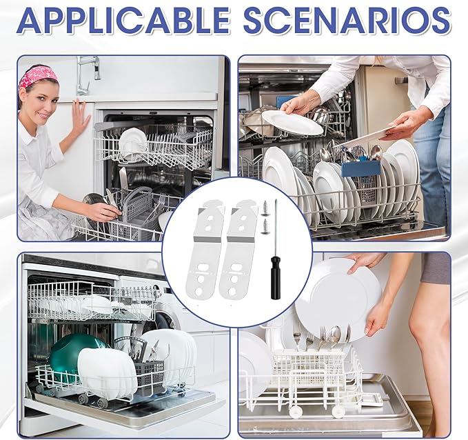 2 Pcs Dishwasher Mounting Bracket 619985 Compatible with Bosch, Replacement Anti-Tip Kit with Screwdriver for Secure Countertop Installation
