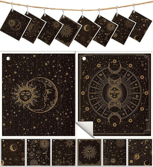 8 Pack Swedish Kitchen Dishcloths - Absorbent Reusable Dish Towels, Fast Drying, Moon Sun