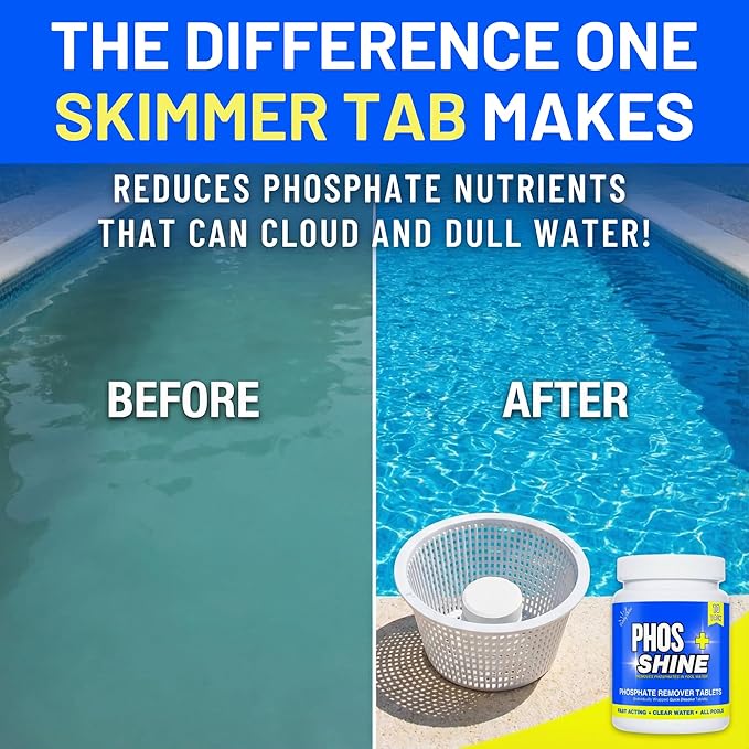 Phosphate Remover Pool Tablets - Quick Dissolve Skimmer Tabs, Individually Wrapped, 1 Tablet Treats 10,000 Gallons, Removes Up to 500 ppb, Salt and Chlorine Safe, Pool Chemicals, 10 Pack - BubbyShine