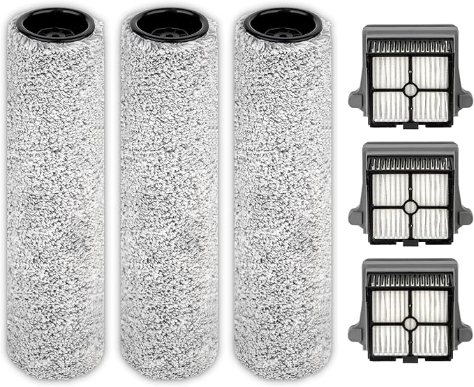 【Version 2, Detachable Roller】(6 Pack) S7 Pro Brush Rollers and HEPA Filters Compatible With Tineco Floor One S7 Pro, Floor One S6 Wet Dry Vacuum Cleaner, 3 Roller and 3 Filters (Excluding Handle)