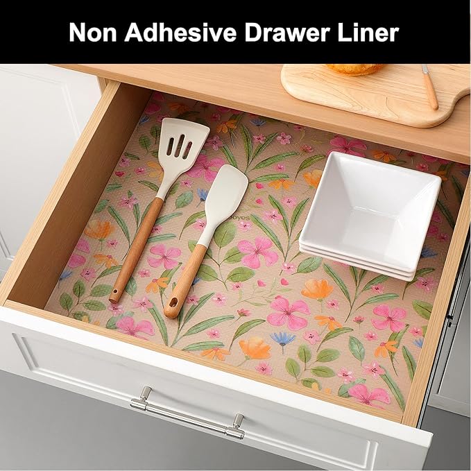Cooyes Shelf Liner – Premium Non-Adhesive Cabinet & Drawer Liner for Kitchen – Waterproof Shelf Paper with Modern Pattern – Durable EVA Cabinet Mat – Easy to Cut （24" W x 360" L）