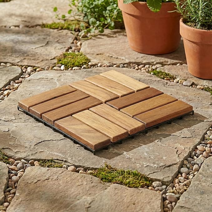 Bare Decor EZ Teak Flooring 12 Slat, Brown, 1 Sample Tile