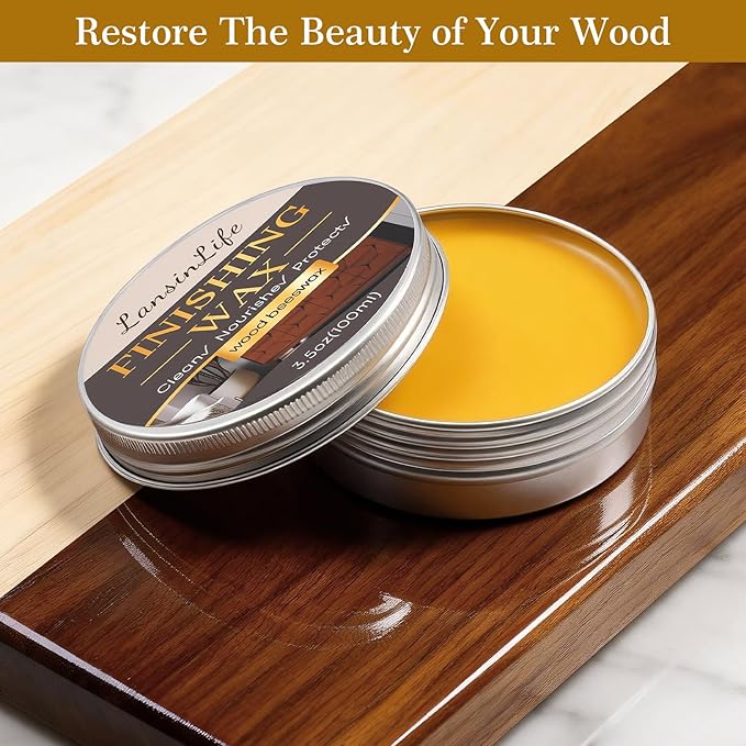 Wood Wax for Furniture, All Natural Paste Wax for Wood Polishing, Chalk Paint Beeswax for Sealing &Protecting Painted and Raw Wooden Surfaces, Beeswax Polish for Floors, Cabinets, Tables, Doors, 3.5oz