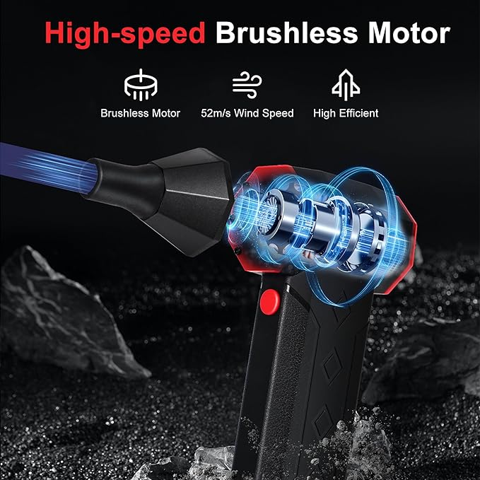 Rechargeable air Duster, 130,000 RPM Cordless Rechargeable air Blower, for Cleaning Electronics and Keyboards, Computers, Cars, Home use, Outdoor Inflation, Snow Removal, and Leaves