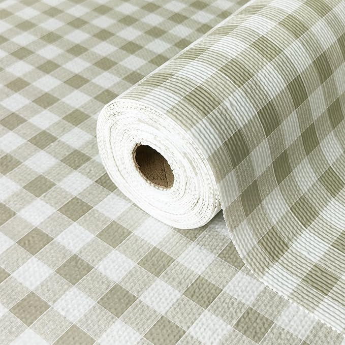 Drawer Liner and Shelf Liner for Kitchen Cabinet Liner Non-Adhesive Non-Slip Shelf Paper, Thick Strong Grip Waterproof Easy to Clean for Shelves, Cupboard, Desks, Green Plaid Pattern, 17.5 in x 20 FT