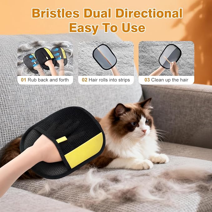 Pet Hair Removal Gloves for Cats and Dogs. The Latest Reusable electrostatic pet Hair Removal Gloves.Pet Hair Removal Tool Suitable for Sofas, Bed Sheets, Clothing, and car Seats（2Pcs ）