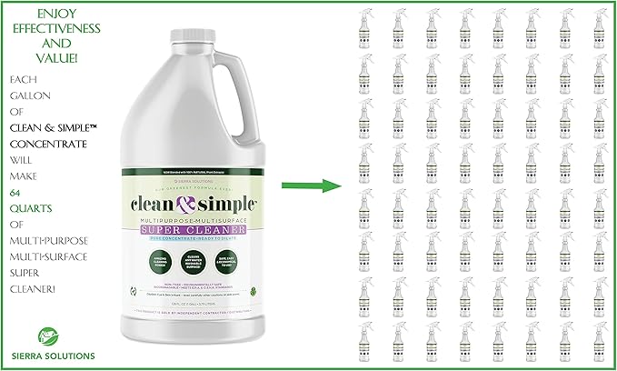 clean & simple™ SUPER CLEANER - Concentrated All-Purpose, Multi-Surface Cleaner, Non-Toxic, Biodegradable