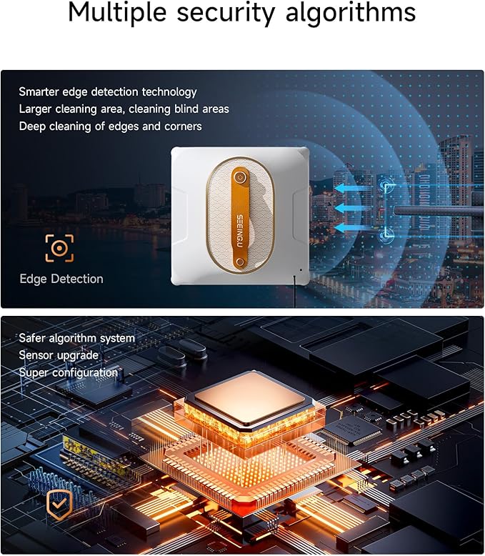 Window Cleaning Robot, Window Cleaner Robot with Dual Water Spray 6000Pa Suction Power Automatic Cleaning for High-Rise Windows and Glass Doors (4 Cleaning Modes)
