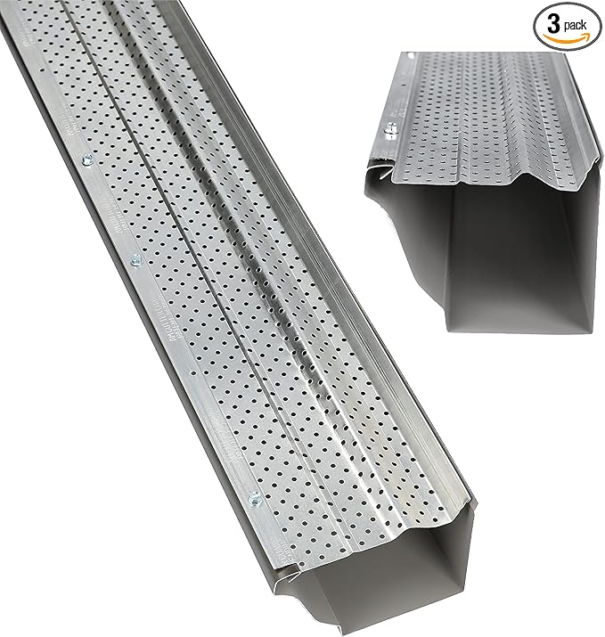 A-M Gutter Guard – Premium Heavy-Duty Lifetime Quality Aluminum - Leaf & Debris Protection, (6 Inch - 11.5 Feet, Mill Finish) - DIY Easy - Made in The USA