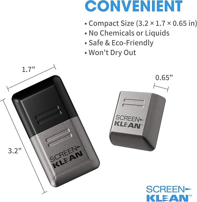CarbonKlean ScreenKlean Tablet Screen Cleaner - Compatible with iPad, Android & Amazon Tablet - with Carbon Microfiber Tech-Electroplated Silver-1 Count (Pack of 1)