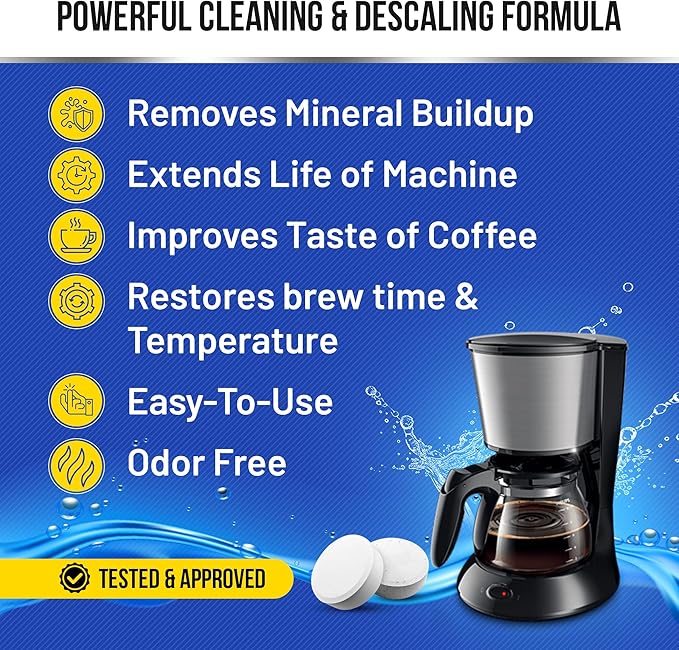 Bastion Coffee Machine Cleaner & Descaler Tablets - 24 Count | Deep Clean & Descale for Keurig, Nespresso, Ninja, Braun, Cuisinart & More | Extend Machine Life & Enhance Coffee Flavor
