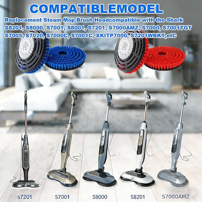 KVLZ 2-Pack - Newly Upgraded Steam Mop Replacement Brush Head, Compatible with Shark Steam Mops and Scrub Mops S8201/S8001/S7201/S7000 Series,Suitable for All Floor Types, Scratch-Free Polish (Blue)